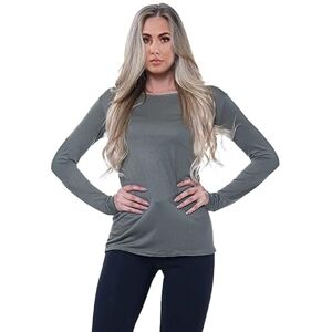 Womens New Plain Long Sleeve Casual Top Ladies Basic Stretch Fit Crew Neck Everyday T-Shirt Tops Plus Size (16-18, Khaki)