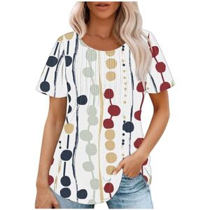 PRiME Track My Orders for Delivery Plus Size Tops for Women Dressy Casual Floral Print Blouses Summer Short Sleeve Crewneck Tops UK 2024 Fashion Pleated Loose Fit T-Shirts Ladies Going Out Shirts