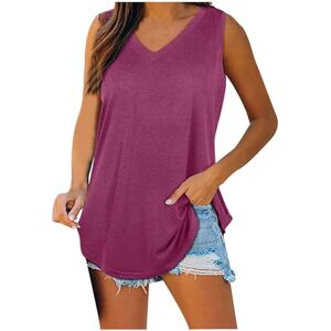 2024 Big Deals Women Sleeveless T-Shirt Women Summer Tank Tops Casual V Neck Blouses Shirts Sleeveless Vests Solid Color Henley Shirts Ladies Swing Tunic Top Baggy T-Shirt for Leggings Breathable Gym Tops Loose Fit T Shirts Tops S-3XL