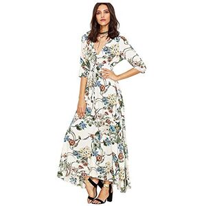 Janly Clearance Sale Dress for Women, Women Summer Button Up Split Floral Cotton Tassels Flowy Party Maxi Long Dress ,Easter St Patrick's Day Deal