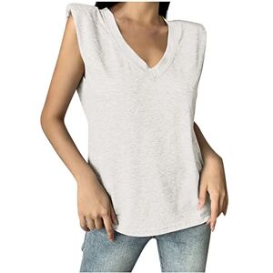 Summer Tops For Women Uk 0414a11608 Ladies Tops Sales Athletic Tank Tops for Women Sleeveless Tops Fitted White Shirt Vests Plain V Neck T-Shirt with Shoulder Pads Shoulder Pad Loose Top Bohemian Clearance Size 8-18