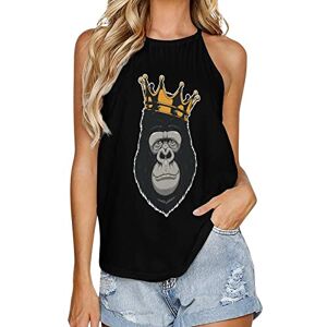 Generic041 Funny Gorilla Head Fashion Tank Top for Women Summer Crew Neck T Shirts Sleeveless Yoga Blouse Tee L