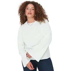 Trendyol Women's Crew Neck Plain Regular Plus Size Sweater Sweatshirt, Mint, 5XL