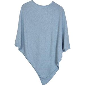 styleBREAKER Soft fine Knit Poncho in Plain, Round-Neck, Ladies 08010042, Colour:Light Blue
