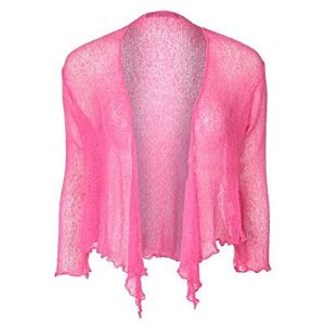 New Womens Tie Up Crochet Shrug Ladies Cropped Bolero Cardigans Top Sizes Pink