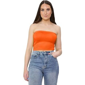 Hamishkane Ladies Plain Boobtube Strapless Bandeau Stretchy Casual Summer Vest Crop Top Neon Orange