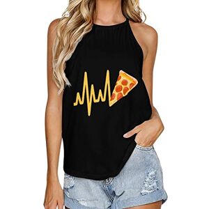 Generic041 Heartbeat Pizza Fashion Tank Top for Women Summer Crew Neck T Shirts Sleeveless Yoga Blouse Tee L