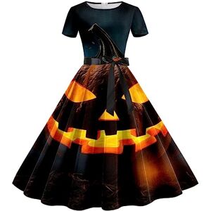 Générique Halloween Costume Women's Skull Dress Halloween Dress Women's Dress Halloween Costume Women's 50s Skeleton Casual Swing Skirt Cheap Halloween Dresses