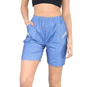 Romaans Ladies Summer Shorts for Women Elasticated Waist Crop Pull On Capri Stretch Fit Lounge Beach Italian Cotton Short Lightweight for Travelling (as8, numeric, numeric_22, regular, regular, Denim)