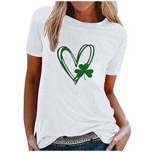 Saint Patrick Print Sweatshirt Tops for Women Clearance Casual Short Sleeve T-Shirt Crew Neck Jumper Tops Green Irish Shamrock Print T-Shirts Loose Tunic Vest Top Pullover Plus Size Tees for Party