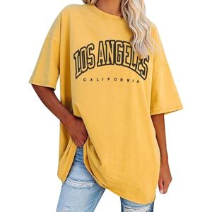 My Orders Warehouse Deals Clearance Women's Elegant T Shirt for UK 2024 Summer Casual Fashion Motif Clothing Tops Loose Basic Cotton Tee Shirts Pack Shirt Ladies Summer Tops Size 14 (Yellow-B, XL)