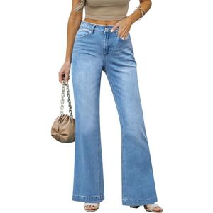 Vetinee Ripped Jeans for Women Cowgirl Pants for Women Women's Soft Stretchy Jeans Baggy Jeans Women Wide Leg Pants Indigo Medium Blue Size Medium Fits UK Size 12 - UK Size 14