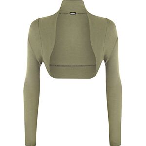 WearAll Ladies Long Sleeve Shrug Womens Bolero Cardigan Top - Khaki - 8/10