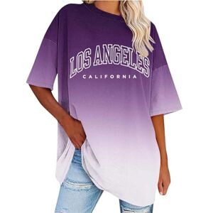 My Orders Deals of The Day Sale Prime Women's Elegant T Shirt for UK 2024 Summer Casual Fashion Motif Clothing Tops Loose Basic Cotton Tee Shirts Pack Shirt Plus Size Boho Clothing (Purple-A, L)