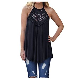BUKINIE Summer Tank Tops for Women Halter Neck Casual Sleeveless Plain Tops Loose Lace Flowy Vests Shirts (Black,X-Large)