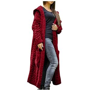 sujinxiu Womens Hooded Long Cardigan Sweaters Autumn Winter Chunky Warm Open Front Knit Outwear Solid Loose Long Cardigan Coat Jacket Sweaters