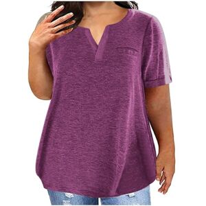 Summer Blouses For Women Uk Short Sleeve Keepink Women Oversized Tops Casual Short Sleeve Shirts Plain Summer Loose T Shirts V Neck Tunic Blouses Athletic Gym Top with Pockets Tee Ladies T-Shirts Plus Size L-5XL UK