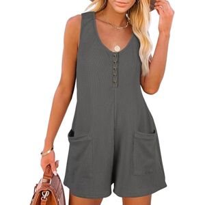 MINTLIMIT Womens Rompers Sleeveless Button Down V Neck Waffle Tank Top Casual Summer Short Jumpsuits with Pockets