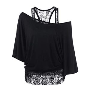 Janly Clearance Sale Ladies Blouse, Women Plus Size Lace Loose Casual Long Sleeve Tops Blouse Shirt, for St Patrick's Day Easter (Black-L)