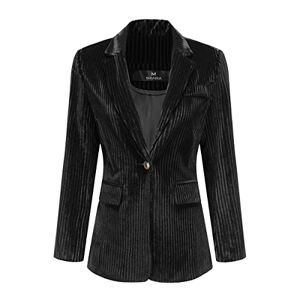 YUNCLOS Women's Velvet Blazer Long Sleeve Formal Work Office Suit Jacket Casual One Button Jackets Tops Black