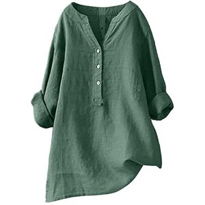 Dbgsdf Women Casual Long Sleeve Shirt Cotton Linen Oversized Blouse Loose V Neck Button Down Tunic Tops to Wear with Legging