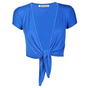 janisramone&#174; Womens Short Sleeve Cardigans, New Plain Bolero Cardigans for Women - Front Tie Cropped Cardigan, Perfect Women's Shrugs for Layering Over Summer Dresses Royal Blue