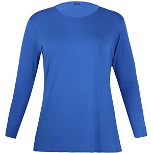 Purple Hanger Womens New Plain Long Sleeve Casual Top Ladies Basic Stretch Fit Crew Neck Everyday T-Shirt Tops Plus Size Royal Blue Size 14