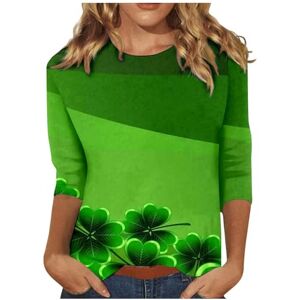 L9WEI Sweatshirts for Women Uk Women's Four Leaf Print Crew Neck Long Sleeve Top Women's St. Day Shirts Funny Blouse Tops 3/4 Sleeves Crewneck T Shirt Trendy Print Top Sweatshirts Tunic Tee (Mint Green, S)