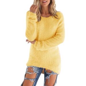 Deals Of The Day Lightning Deals Zeiayuas Ladies Fleece Tops Long Sleeve Sherpa Pile Pullover Fuzzy Fleece Sweatshirt Womens Winter Warm Jumper Teddy Fluffy Tunic Top Loose Solid Color Crewneck Sweater UK Yellow