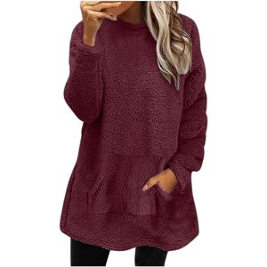 Cyber Monday Deals 231117 Tp357 Christmas Jumpers Fleece Jumpers Teddy Fuzzy Sweatshirts Winter Warm Sweater Solid Thermal Crewneck Long Sleeve Longline Tunic Tops Pullover Christmas Shirts With Pockets Uk Size 12