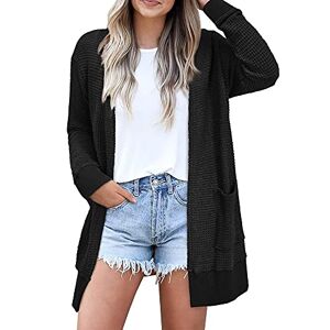 STYLEWORD Cardigans for Women UK Ladies Long Black Cardigan Summer Lightweight Open Front Sweater Outfits with Pockets(Black,XX-Large)