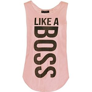 Be Jealous Womens Like a Boss Sleeveless Gym Vest Tops Peach S/M (UK 8/10)