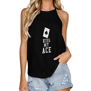 Generic041 Kiss My Ace Poker Casino Fashion Tank Top for Women Summer Crew Neck T Shirts Sleeveless Yoga Blouse Tee L