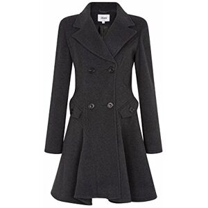 De La Creme - Women's Wool & Cashmere Jacket Ladies Winter Double Breasted Flare Coat Made in England (Charcoal Grey, 10)