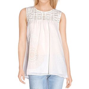 Desigual Women's BLUS_CUELLO SM LACE Sleeveless Blouse, White (Tiza 1010), 12 (Manufacturer Size: Medium)