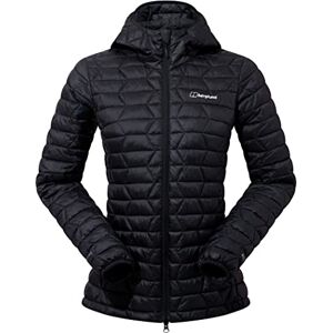 Berghaus Women's Cuillin Synthetic Insulated Hooded Jacket, Durable Design, Water Resistant, Jet Black/Grey Pinstripe, 14