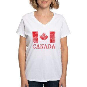 CafePress Vintage Canada Women's V Neck T Shirt Womens Cotton V-Neck T-Shirt White