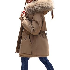 Winter Coats For Women Uk TEPTDirio Women's Winter Long Sleeve Zip Puffer Jacket Faux Fur Hood Coat Sherpa Trimmed Collar Puffer Ski Jacket Coat Sale Clearance Baggy Short Down Coats with Pockets