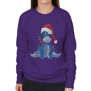 Disney Christmas Eeyore Tangled in Festive Lights Women's Hooded Sweatshirt Purple