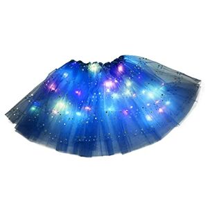 Topgrowth Accessorio Tutu Skirts for Women LEDLight Up Tutu Tulle Petticoat Ballet Bubble Skirt Tulle Dance Skirts 3 Layered for Halloween Cosplay Party Petticoat Fancy Dress (Z3-Dark Blue, One Size)