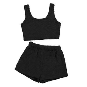 Cheap!On Sale! Limited Time Discount!! Cunhuan Ladies Trouser Suits O-neck Pullover Leisure Vest Crop Tops + Shorts Set Pant Suit Women Dressy Petite (Black, M)