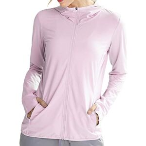 Libin Women's Full Zip UPF 50+ Sun Protection Hoodie Jacket Long Sleeve Sun Shirt Hiking Outdoor Performance with Pockets Pink L