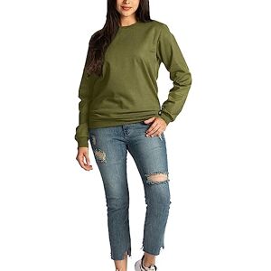 Be Jealous Fashion Star Womens Plain Fleece Sweatshirt Round Neck Long Sleeve Baggy Pullover Top Plain Sweatshirt Khaki Small (UK 8)