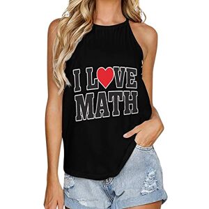 Generic041 I Love Heart Math Fashion Tank Top for Women Summer Crew Neck T Shirts Sleeveless Yoga Blouse Tee L