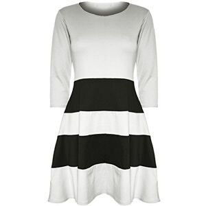 Be Jealous Womens Ladies 3/4 Sleeve Black Block Stripe Panel Flared Skater Dress Plus Size