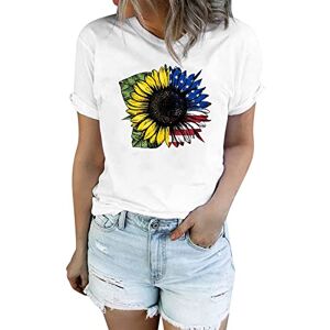 ClodeEU Women's Collared Neck Shirts Short Sleeve Blouse Summer Sunflower Print Casual Tops Dressy Shirts for Work Office Going Out