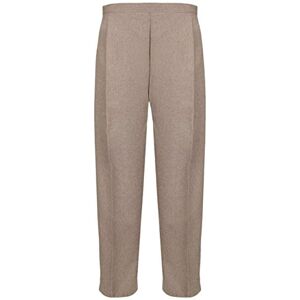 Ladies Half Elasticated Trouser Womens Stretch Waist Casual Office Work Formal Trousers Pants with Pockets Plus Big Size(Taupe,UK 10/25 Inch Inside Leg)