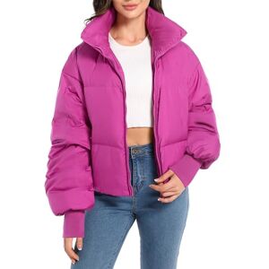 Orolay Women's Winter Puffer Jacket Stand Collar Bubble Oversized Silhouette Short Down Coat Rose XS