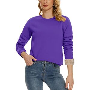 Feixun KEFITEVD Women's Winter Sherpa Sweatshirt Comfortable Soft Sweater Crew Neck Pullover Sweatshirt for Casual,Purple,2XL