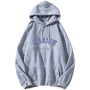 Generic Women Oversized Pullover Hoodie Top Sweatshirt UK Women's Casual Solid Color Tops Shirt Letter Hooded Sweater Top Long Sleeve Loose Fashion Sweatshirt Hoodie Shirt Long Tops Teen Girls (Grey, L)